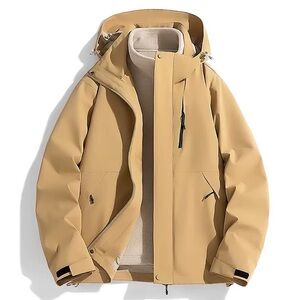 Men's Tan Hooded Jacket